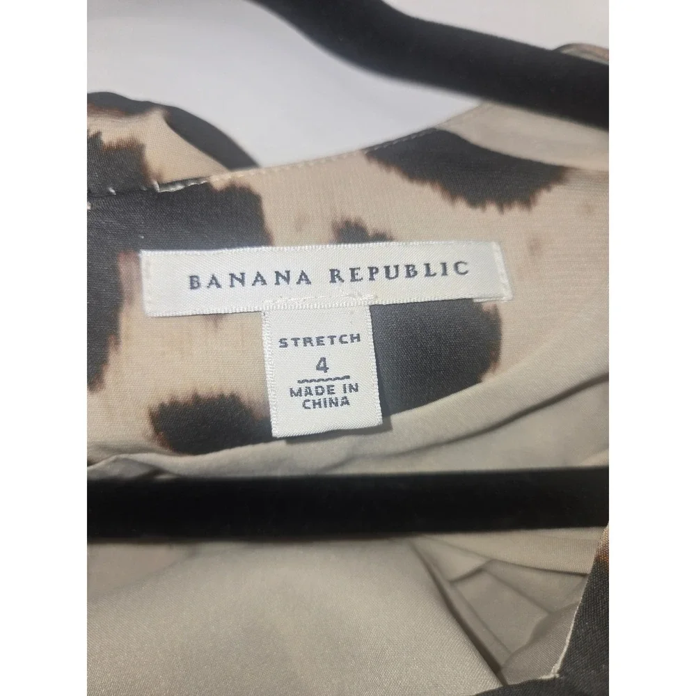 Banana‎ Republic Leopard Print Sheath Dress Square Neck Short Sleeve Tan Black 4